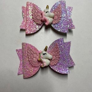 3.5 inch Glitter Angle Wing Hair Bows Unicorn